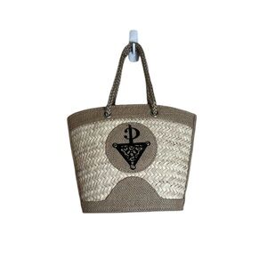 Tunisian Straw Tote Bag Woven‎ Basket Purse Boho Beach Market Bag